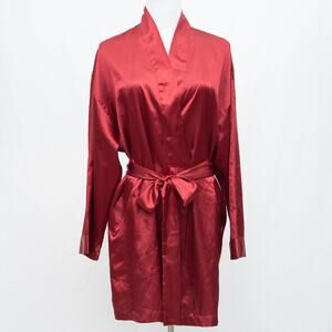 Victoria's Secret Red Short Silky Satin Robe One Size